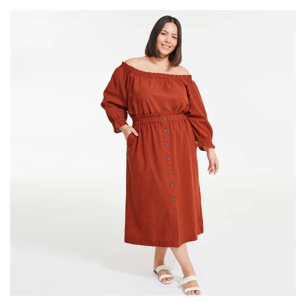 Women+ Off-the-Shoulder Blouse - Dusty Red